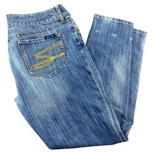 Y2K Seven7‎ Jeans 36x30 Mid Rise Stretch Contrast Stitch Straight Leg